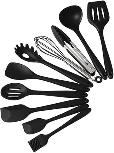 Conjunto Kit De Utensílios De Cozinha 10 Peças Silicone Inox
