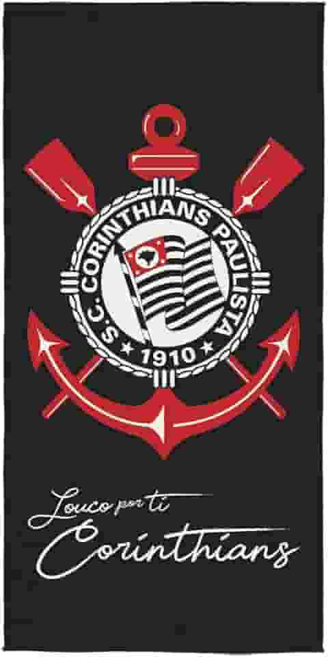 Toalha Aveludada Transfer Corinthians 70 cm x 1,40 m Com 1 peça