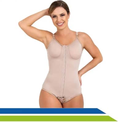 Cinta Pós-Cirurgia Plástica Body Modeladora com Alças Reguláveis e Colchetes - 60602 Bege - New Form