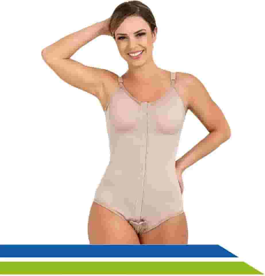 Cinta Pós-Cirurgia Plástica Body Modeladora com Alças Reguláveis e Colchetes - 60602 Bege - New Form