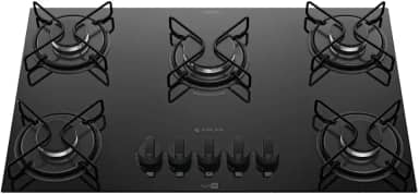 Cooktop 5 Bocas Atlas Agile Up Preto com Mesa de Vidro e Mega Chama Bivolt