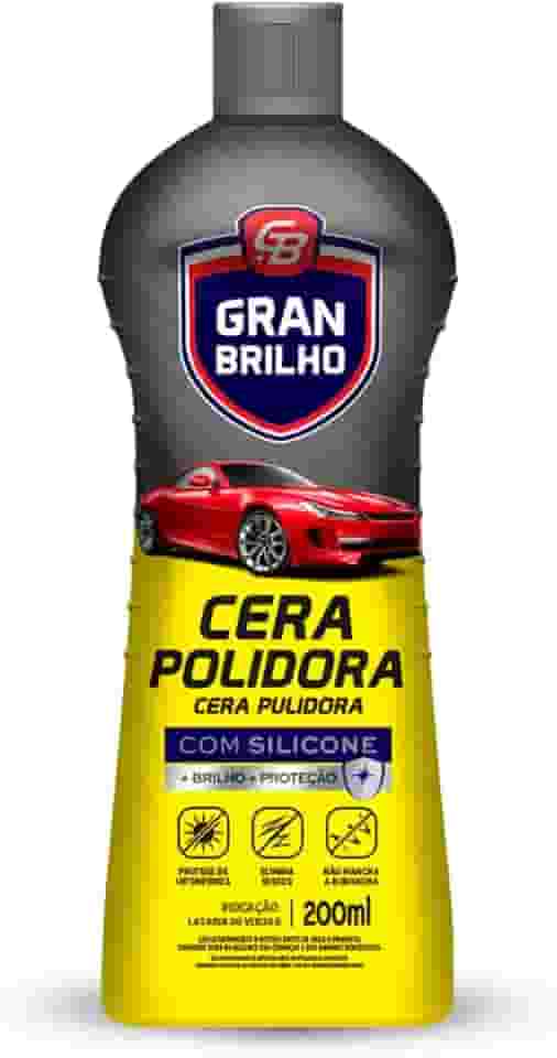 Cera Automotiva Polidora Com Silicone Gran Brilho 200Ml, Gran Brilho, Cera Líquida Polidora Para Veículos, Amarelo, Protege De Intempéries, Elimina Os Riscos E Não Mancha As Borrachas