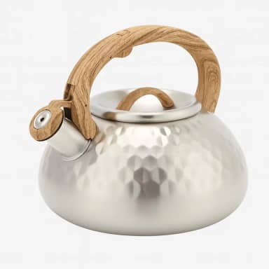 Chaleira Premium de Aço Inox Com Apito, Design Diamante, 3 Litros, Cabo de Silicone, Compatível Com Todos Os Tipos de Fogão, Indução, Gás, Elétrico -QHS