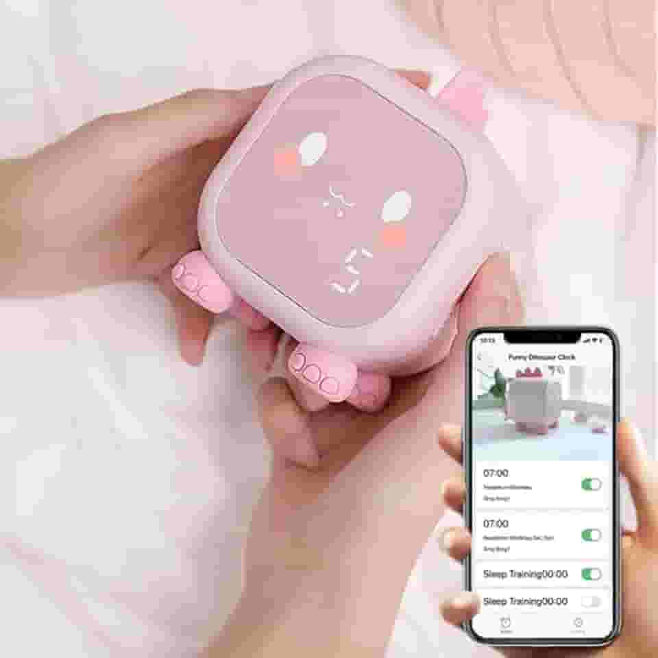 Despertador infantil, relógio despertador controlado por telefone celular, despertador, relógio de treino de sono, lindo dinossauro decorativo, luz noturna, presente de aniversário para