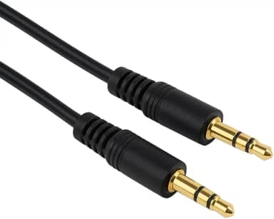 Cabo de Áudio Auxiliar P2 3,5mm Estéreo, 5 Metros, Conectores Banhados a Ouro, Preto