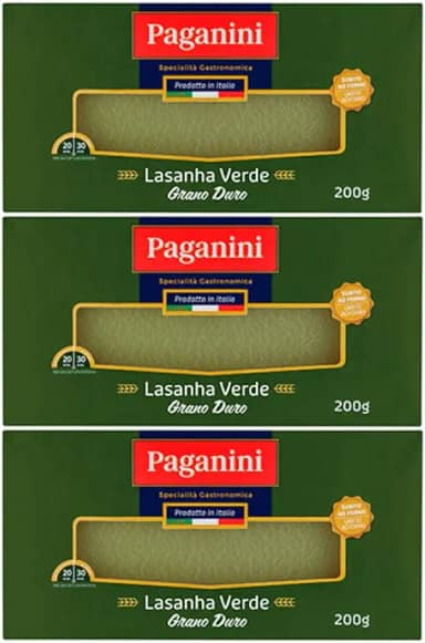 Kit 3X: Massa para Lasanha Verde Paganini 200g