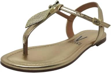 Sandalia Feminina Rasteira Casual Dourada Dia a Dia Vizzano