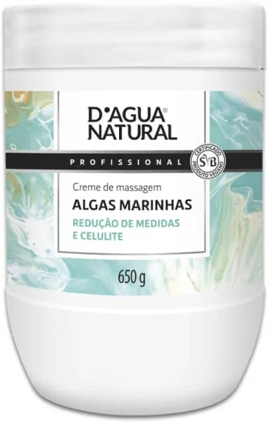 D'AGUA NATURAL Creme De Massagem Algas Marinhas Centelha Asiática E Bio Ativo Natural D'Agua Natural 650 G