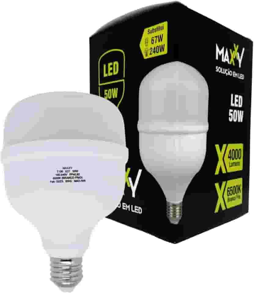 Lâmpada Bulbo LED 50W – Bivolt 4000 Lumens Branco Frio 6500K Soquete E27 Alta Potência e Economia Maxxy Led