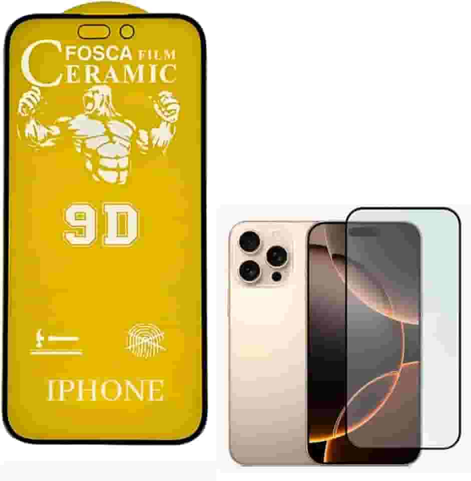 Película Cerâmica Fosca 9D Protetora de Tela Anti-riscos queda Proteção Total Compatível com Celular Iphone X/11/12/13/14/15/16e PRO MAX (16 PRO / 17/17 PRO)