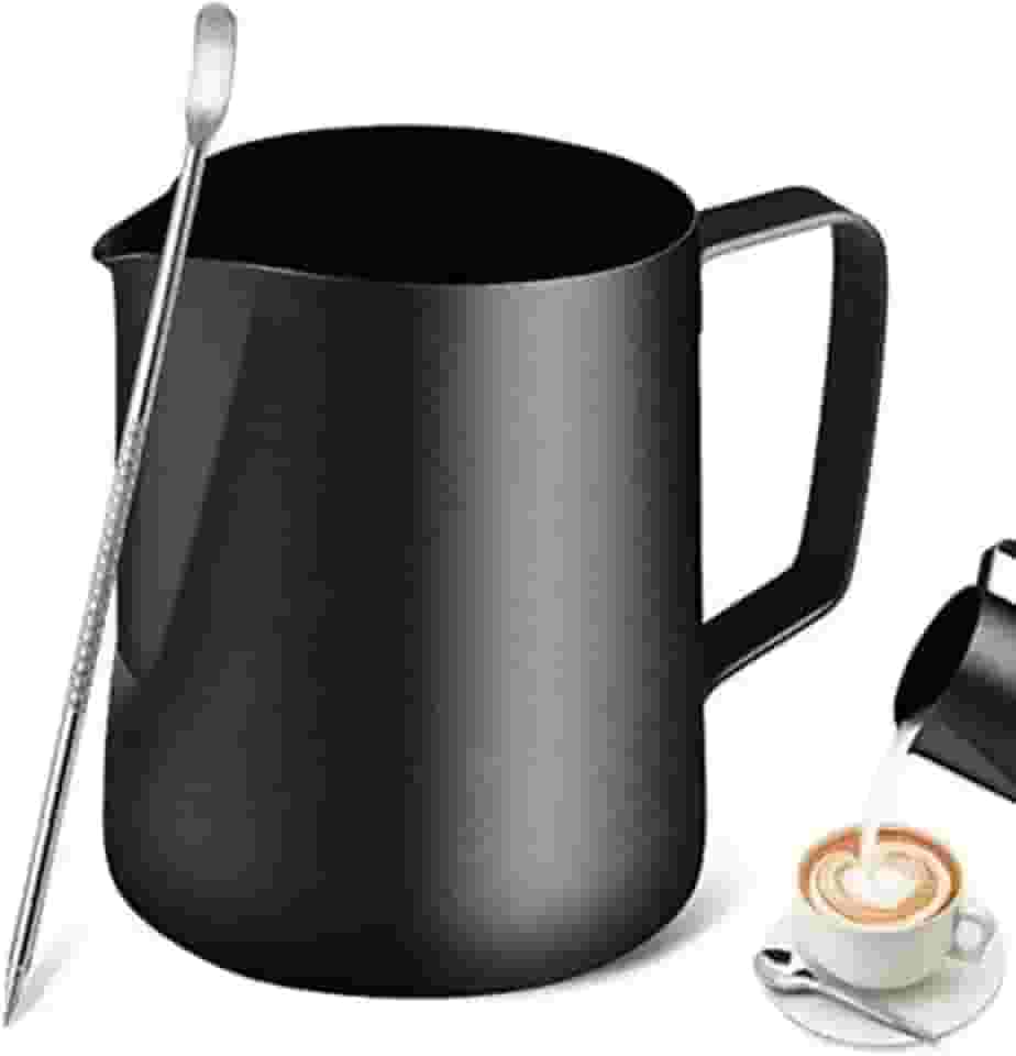 Bule Jarra Leiteira Barista 600ml em Inox Preto + Caneta para Latte Art