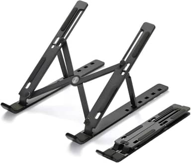 Suporte Ajustável para Notebook – Base Ergonômica Antiderrapante e Dobrável para Apoio de Notebook e Laptops – Compatível com Todas as Marcas, Ideal para Trabalho e Home Office (Preto)