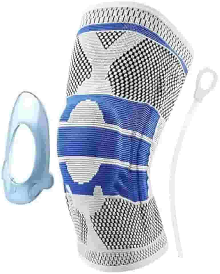 Joelheira de Compressão Ortopédica Flexível com Hastes Internas Flexíveis Silicone para Academia Corrida Jiu Jitsu Esportes Vários Tamanhos (Extra Grande - XL)