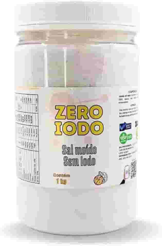 Sal Marinho Integral Moído Sem Iodo 1Kg 100% Natural Cloreto de Sódio, Pote Sal Culinário