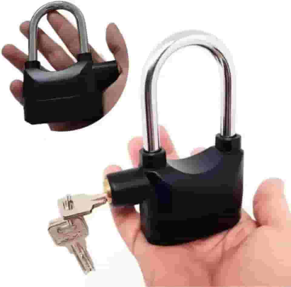 Cadeado Antifurto Com Alarme Sonoro Potente 110db Reforçado Com Sensor de Movimento A Prova D'água Trava de Alta Resistência Ideal para Motos, Bicicletas e Portões (Longo)