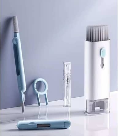 Kit Limpeza 7 em 1 para Eletrônicos – Limpa Celular, Notebook, Teclado, Fones e TV | Portátil, Completo e Multiuso (BRANCO)