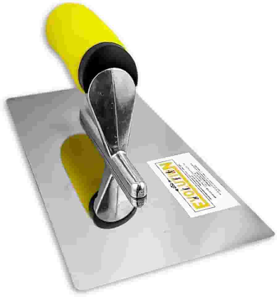 Desempenadeira Para Massa Corrida Aço Inox Evolution 24x11 C/Cabo Ergonômico Amarelo Canto Arredondado Sem Rebites Textura Efeitos Marmorizados Drywall Pintores - Original