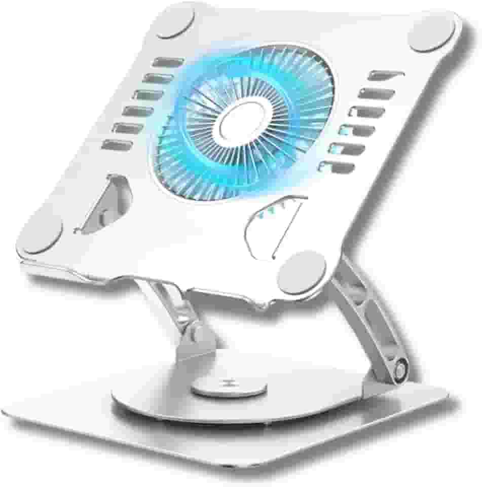 Suporte com Cooler para Notebook Gamer, Base Giratória 360°, Cooler com Controle de Velocidades, Ergonômico, Dobrável, Articulado, Estrutura Metálica Com LED RGB (NitroCooler360)