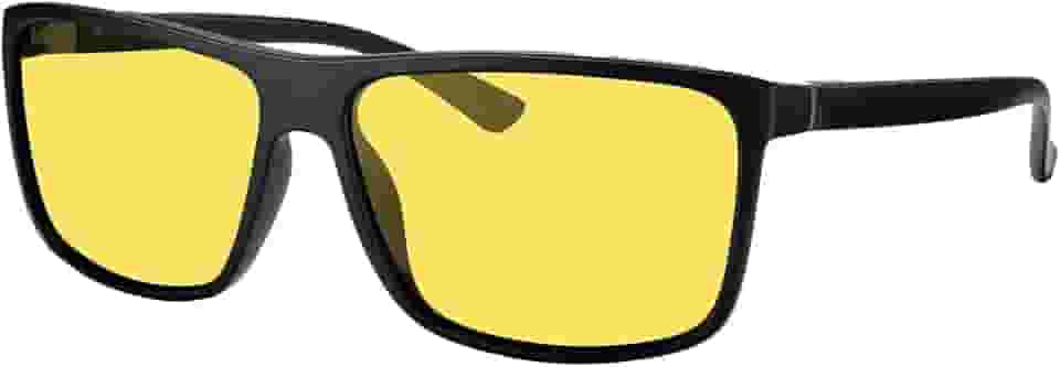 Óculos de sol esportivos retangulares polarizados para homens e mulheres, proteção UV400, ideais para ciclismo, direção e pesca., Folha amarela com moldura preta