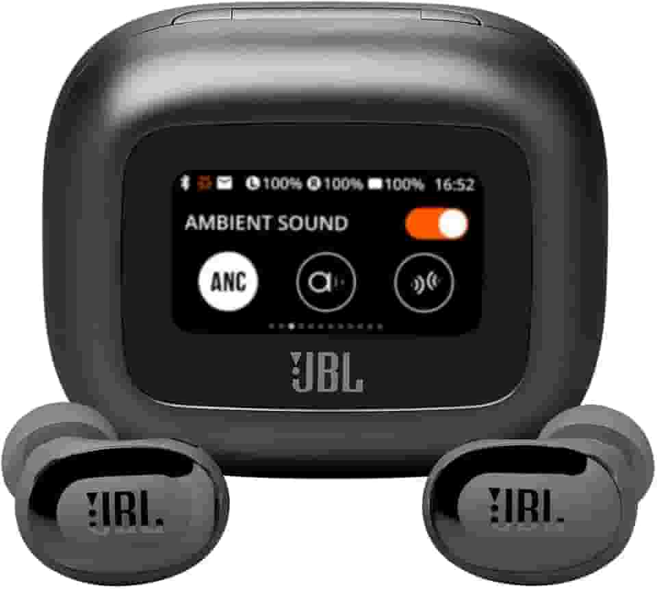 JBL, Fone de Ouvido Bluetooth, Live Buds 3, Intra Auricular, Sem Fio, Com Tela de 1.45", Cancelamento de Ruído, Resistente À Água e Poeira - Preto