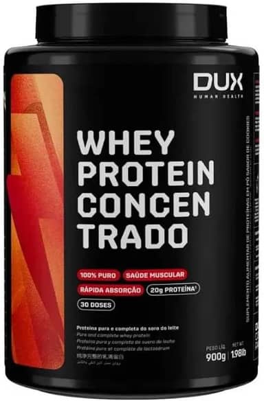 Whey Protein Concentrado Chocolate Pote 900g – Contribui para o Ganho Muscular Hipertrofia – Dux Human Health