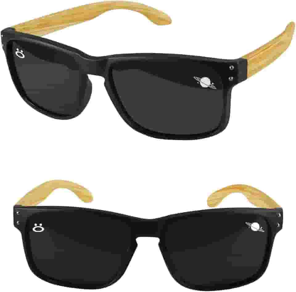 oculos sol infantil proteção uv preto madeira praia + case resistente casual social verão