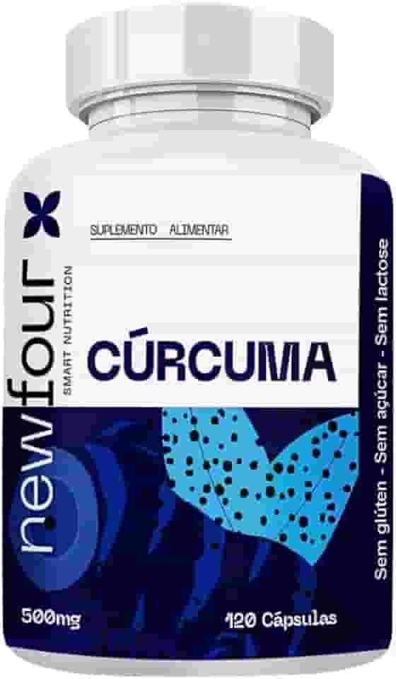 Cúrcuma com Pimenta Preta New Four – 130mg de Curcumina – Ação Antiinflamatória e Digestiva – 120 Cápsulas 500mg – Sem Glúten, Sem Açúcar