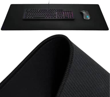 Mouse Pad Gamer Extra Grande 90x40cm Preto | Superfície HighSpeed Ultra Precisa | Base Antiderrapante | Costura Reforçada | XXL Premium para PC, Notebook, Escritório e Jogos