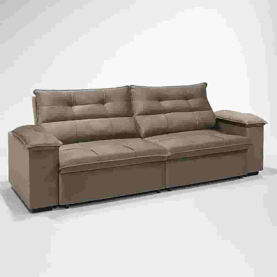 Sofá 4 Lugares Reclinável e Retrátil Bel Veludo Capuccino LIMOV (2,50M)