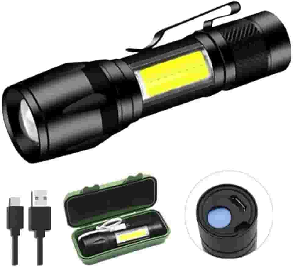 Mini Lanterna Tatica Led Alumínio Super Forte Recarregavel Usb