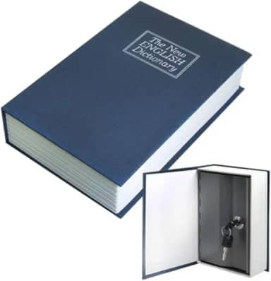 Cofre Livro Disfarçado Dicionário Metálico com 2 Chaves para Joias Dinheiro e Documentos