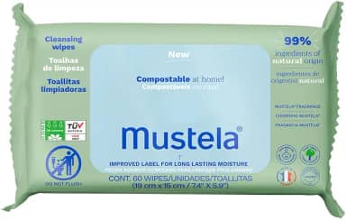 Mustela Toalhas Compostáveis Com Perfume 60 Unidades - Lenços Umedecidos Perfumados E Suaves Para Higiene Do Rosto Ao Bumbum – Com 99% De Ingredientes Naturais – Bebê E Criança