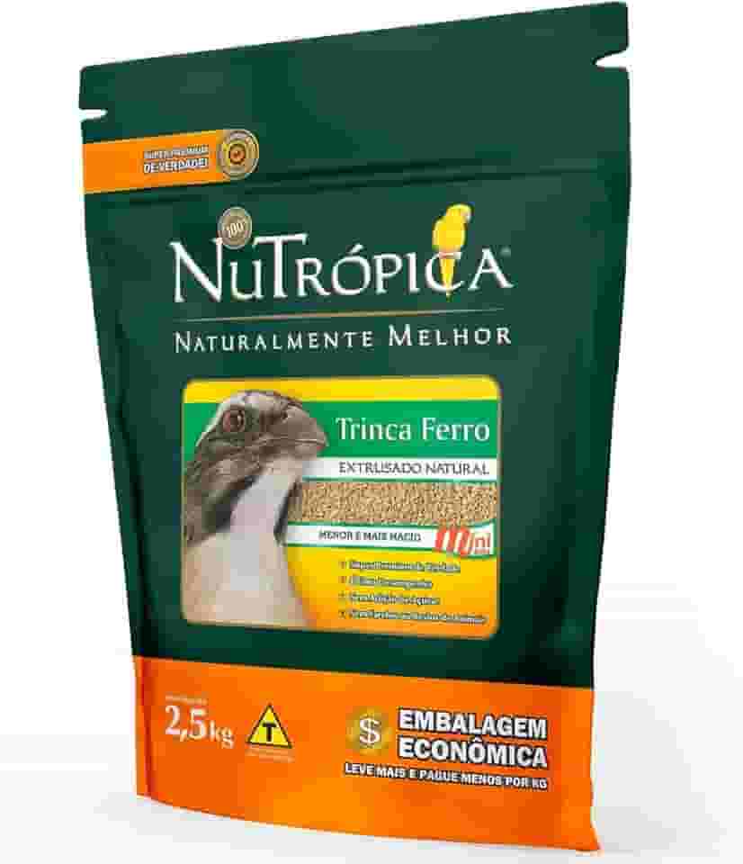Ração Nutrópica Trinca Ferro Natural Extrusada Mini Bits 2,5kg Alimento Completo Balanceado Super Premium Pixarro Sabiá Pássaro Preto