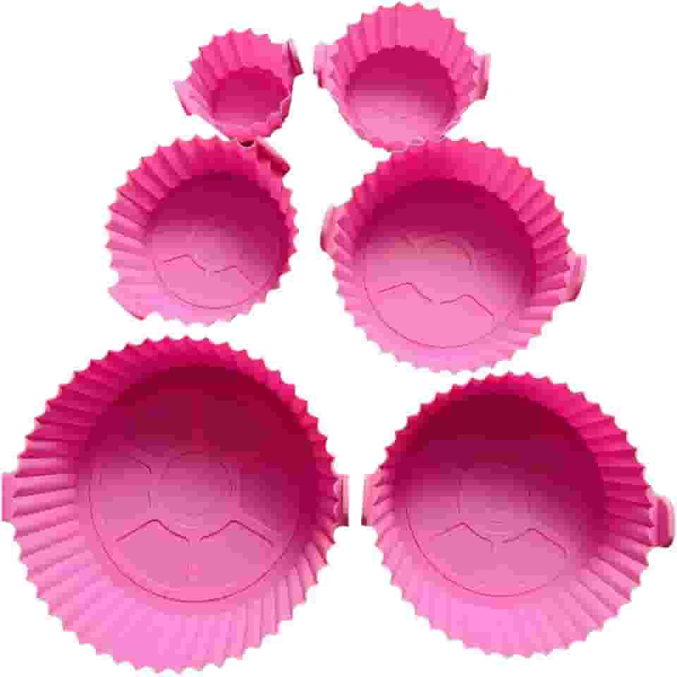 Kit Formas de Silicone para Airfryer 6 Peças – Antiaderente, Reutilizável, Fácil de Limpar, Preserva a Bandeja, Até 240°C