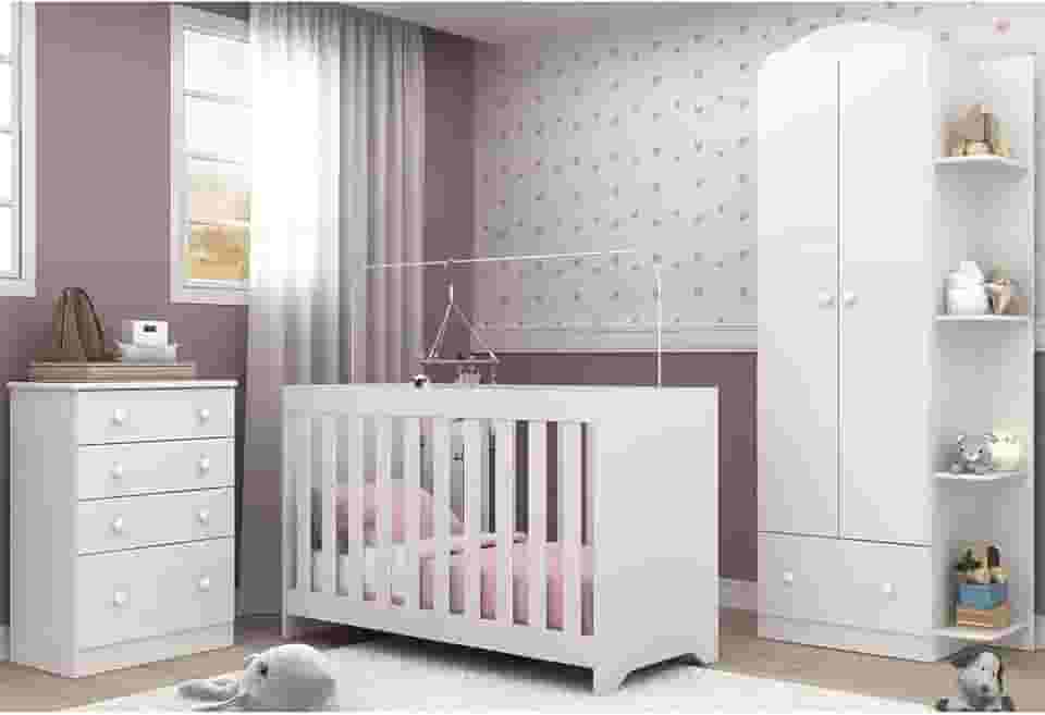 Quarto Infantil Completo com Berço 3x1 Multimóveis Branco/colorido