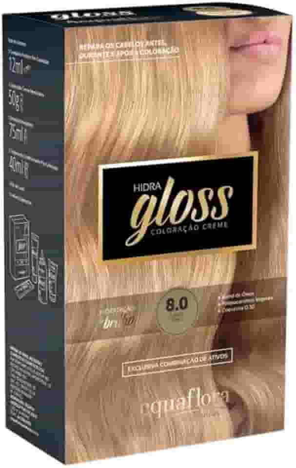 AcquaFlora Coloração Permanente Hidra Gloss Louro Claro 8.0 Acquaflora