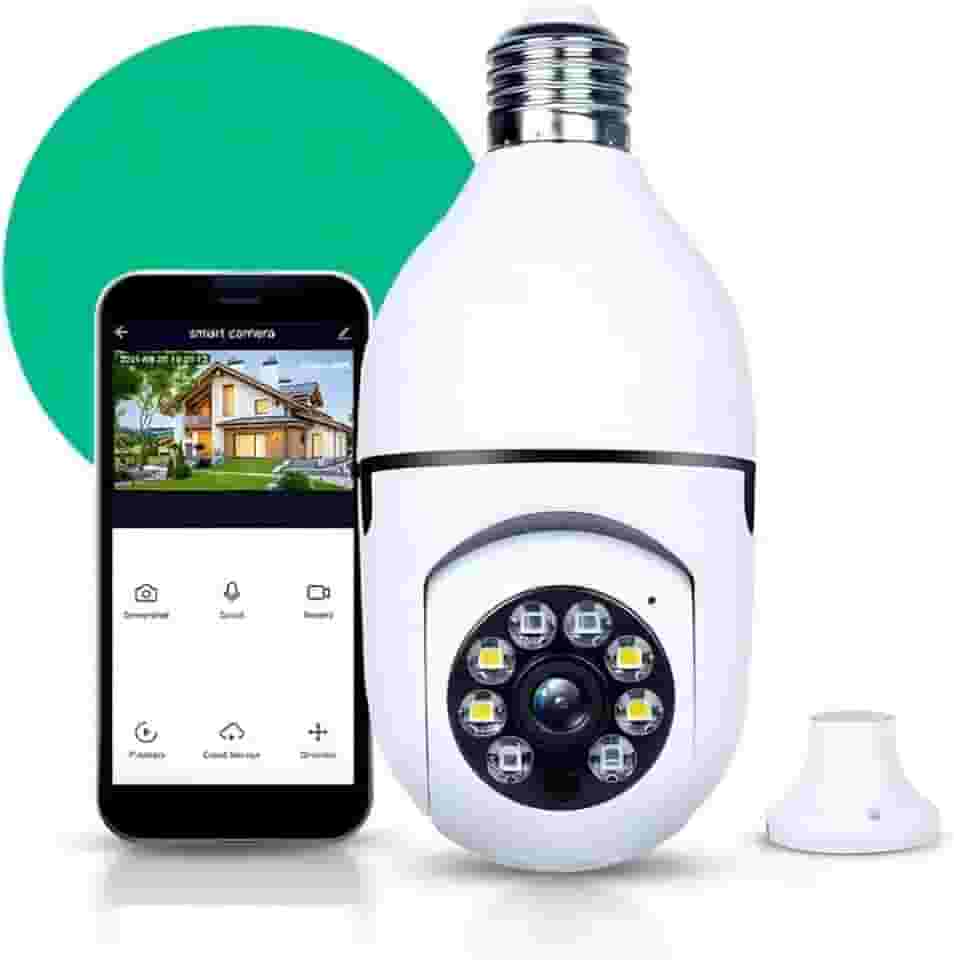 Câmera Segurança IP Lâmpada WiFi Full HD 1080p com Visão Noturna Infravermelho 1080P, Bivolt, Detecção de Movimento, Áudio Bidirecional, Prova D'água Giratória