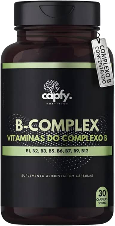 Complexo B Puro Concentrado Capfy. Nutrition Vitaminas B1, B2, B3, B5, B6, B7, B9, B12 com Biotina Premium 30 Cápsulas