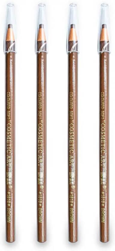 4 Lápis Dermatográfico para Sobrancelha Micropigmentação Maquiagem, Marrom