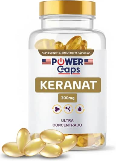 Keranat Suplemento para Crescimento Capilar, 300mg, 60 Cápsulas Softgel, Combate Queda de Cabelo