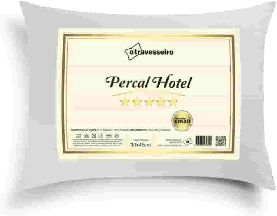Travesseiro Infantil Percal Hotel 30x45cm, Toque Macio de Luxo, 100% Fibra de Poliéster Siliconada, Antialérgico, Lavável, Branco