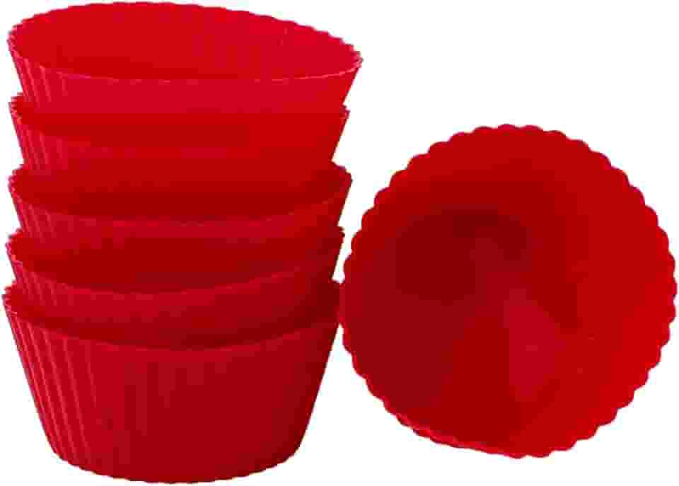 Jogo com 6 Formas de Silicone Vermelha 6cm Redonda – Antiaderente e Fácil de Desenformar