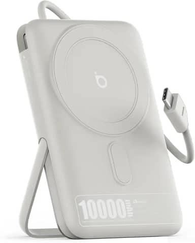 Basike Power Bank Indução 10000mAh – Carregador Portátil com Indução 15W e PD até 22,5W (1 Porta + Cabo Integrado), Compatível com Samsung Séries S25/24/23/22/21, iPhone 16/15/14/13 e MagSafe – Prata