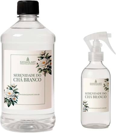 Kit Aromatizador De Ambientes 200 ml + Refil De 1 L - Inspiração Grandes Marcas (Chá Branco)