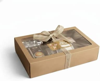Grandeur Café Gourmet Kit Exclusivo de Natal, Caixa Presente Premium com Café 100% Arábica, Capuccino e Drip Coffee, Embalagem Kraft Decorativa com Laço, 450g