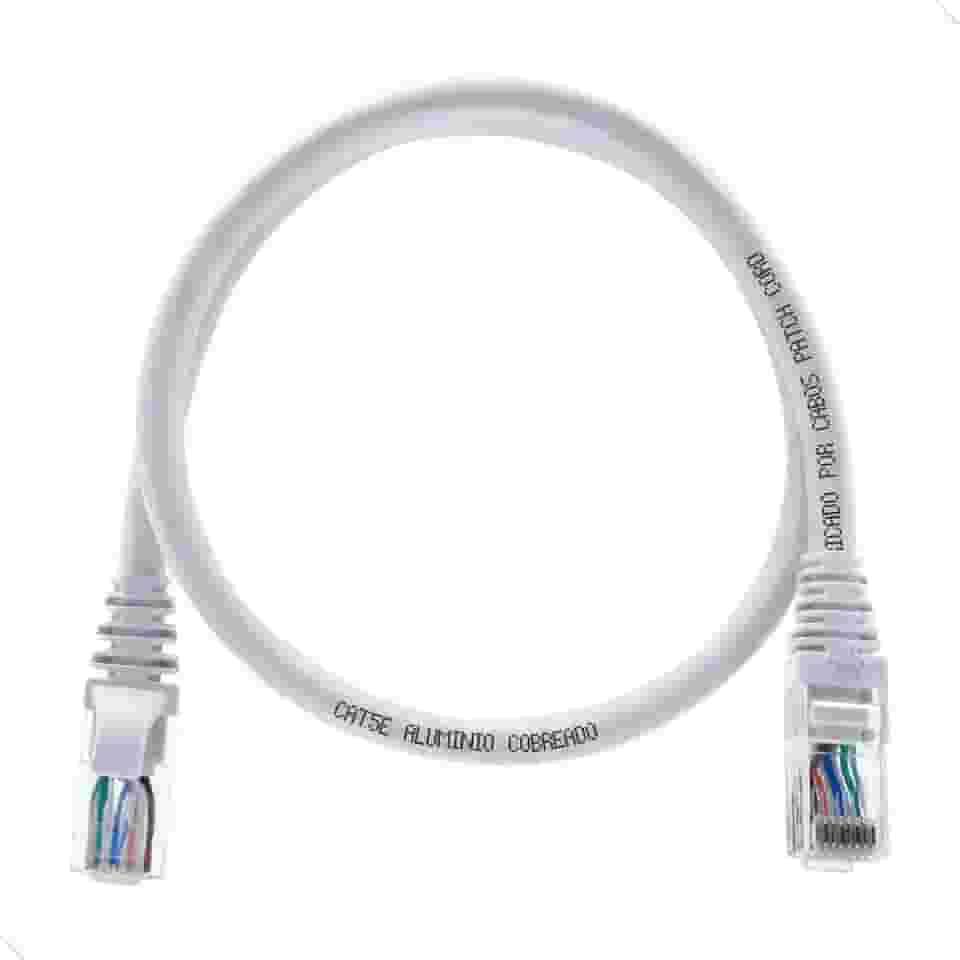 Cabo De Rede Patch Cord Cat5e Rj45 Utp 2 Metros Branco White Pluscable para roteador modem jogos