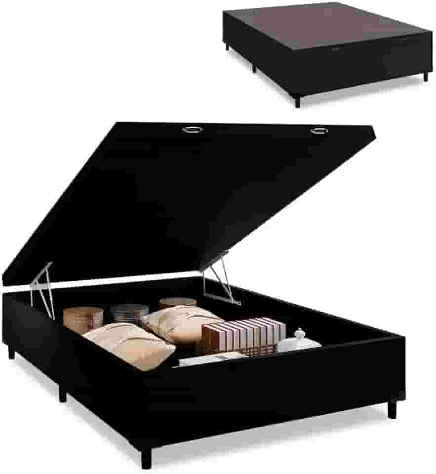 Cama Box com Baú Casal com 38cm de Altura Prince Preto