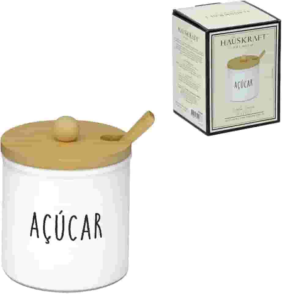 Haüskraft- Açucareiro de vidro com colher e tampa de bambu Doha 300 ml