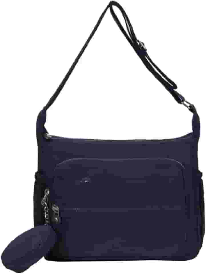 Bolsa Feminina Transversal Multi Bolsos Nylon, Bolsa de Ombro com Alça, Bolsa de Viagem Leve Tiracolo