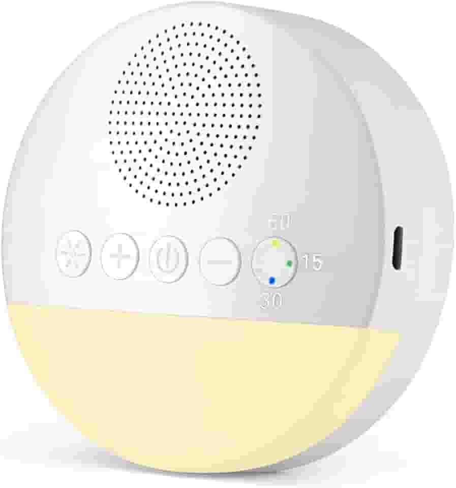 Aparelho de Som com Ruído Branco, 20 Sons Relaxantes, Luz Noturna, Timer com 3 Modos, Carregamento USB-C, Ideal para Bebês e Crianças